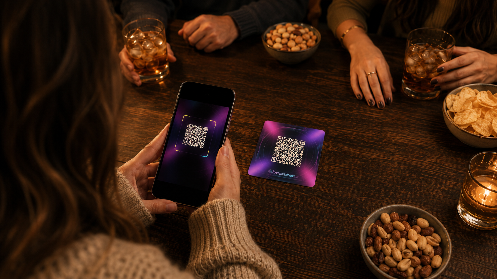 Phone scanning a QR music card beside a song timeline