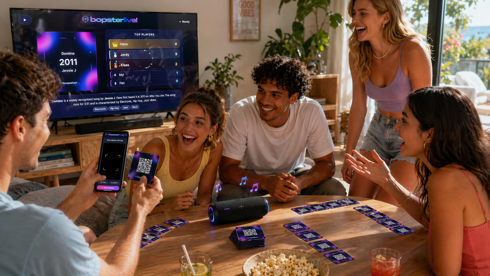 Bopster Live Together on phones with Bopster Big Screen on a TV